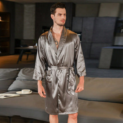 Men's Summer Silk Bathrobe Nightgown
