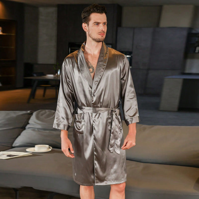 Men's Summer Silk Bathrobe Nightgown