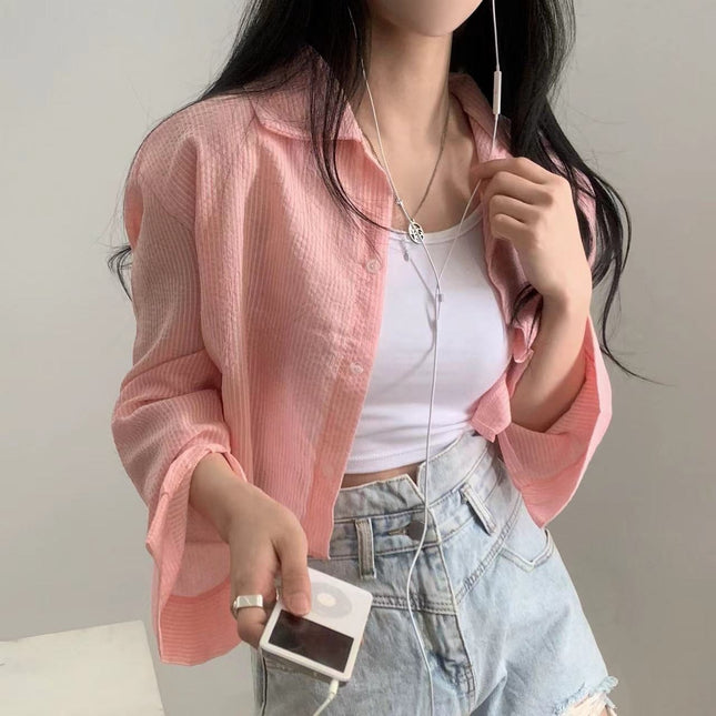 Striped Shirt Women's Long Sleeve Sun Protection Shirt