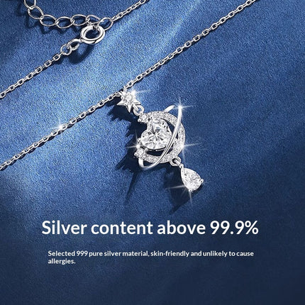 Droomagtige Ster- en Maan 999 Sterling Silwer Halssnoer Vir Vroue