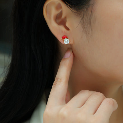 Christmas Hat - Set With Top-quality Moissanite Luxury And Fashionable Light Luxury Jewelry, Silver Stud Earrings, S925 Silver Electroplated Gold