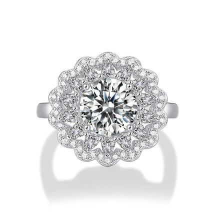 S925 Silwer Moissanite-ring Blomme Vroulik Nuwe Modieuse Ring Verstelbaar Bronring In Voorraad Generasie