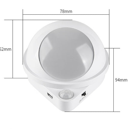 LED Smart Sensor Night Light 360 Degree Rotating Infrared Wireless USB Charging Outdoor Indoor Cabinet Aisle Staircase Wall Lamp