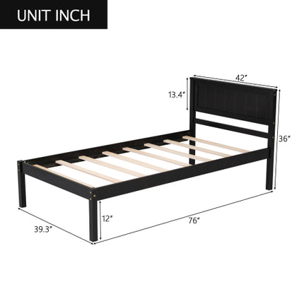 Platformbedraam Met Kopstuk, Houtlatondersteuning, Geen Veermatras Benodig Nie, Dubbel, Espresso