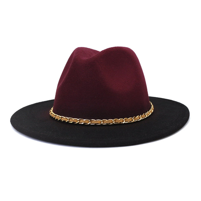 Painted Woolen Fedora British Ladies Broad-brimmed Hat