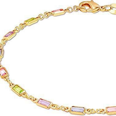 Colorful Women's Crystal Glass Round Oval Square Colored Anklet