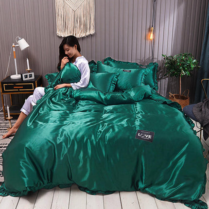 Pure Color Gewaste Sy Lakens Ys Sy Vierstuk Lakens Duvet Oortreksel