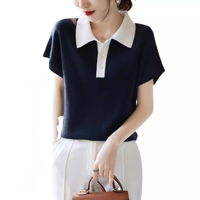 Women's Korean-style Polo Collar Top