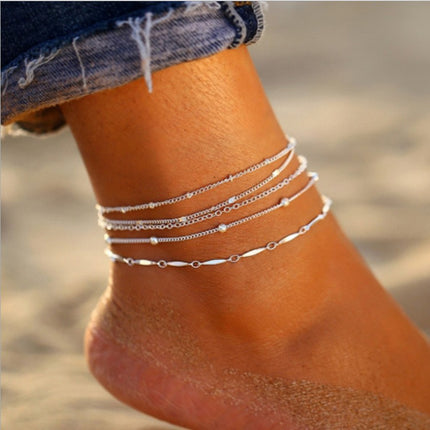 Boheemse-styl plat slangketting en gevlegte ketting strand multi-laag enkelband