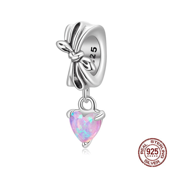 Opaal Strik Selfdoen Hanger S925 Liefdeshart In Sterling Silwer Krale