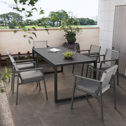 Buiten Eetkamerstoel Stel Van 2, Aluminium Touw, Buiten Leunstoel Sitplek Vir Stoep Agterplaas Swembad Balkon, Kussing Ingesluit