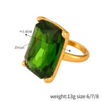 A590 Gold Green Zirconium Ring / No 6