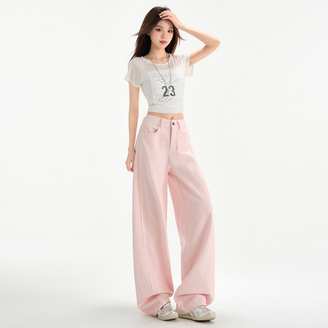 Cherry Blossom Wide Leg Draping Mop Jeans