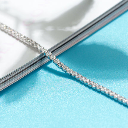 S925 Sterling Silwer 2mm Enkelry Vol Sirkonium Enkelbandjie