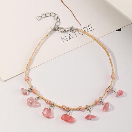 Raffia Klippie Armband, Handgeweefde Armband, Raffia Enkelbandjie