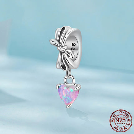 Opaal Strik Selfdoen Hanger S925 Liefdeshart In Sterling Silwer Krale