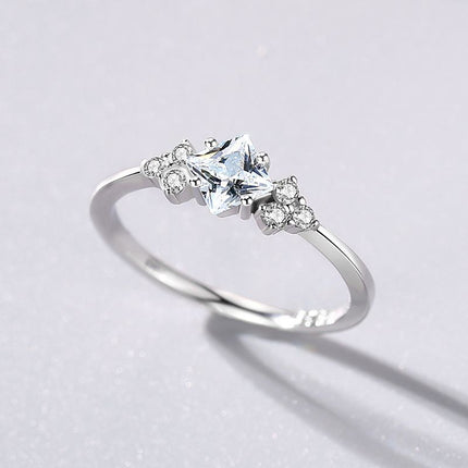 S925 Silwer Ring Vroulike Japannese En Koreaanse Eenvoudige Lig Luukse Sirkoon