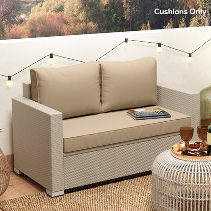 2-sitplek Patio Meubel Kussings, 46x26x5 duim, Dik Buitelug Liefdesitplek Kussingstel met Verwyderbare Oortreksel, Vervaagbestande Vervangingskussings vir Buitelugmeubels, Bank, Rusbank, Swaai, Beige