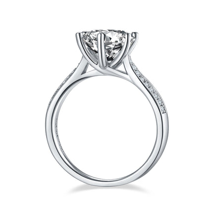 'n 3-karaat Luukse en Modieuse Ligluukse Juweel Silwer Ring Versier met Topgehalte Moissanite, S925 Silwer Geplateer met Platinum