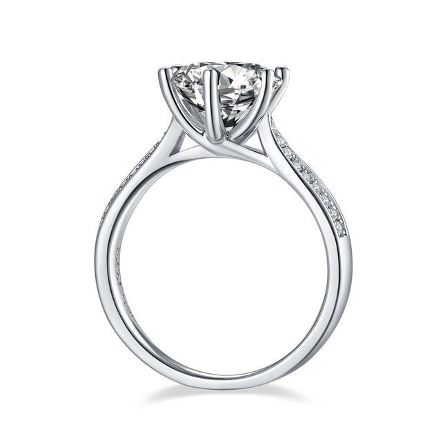 'n 3-karaat Luukse en Modieuse Ligluukse Juweel Silwer Ring Versier met Topgehalte Moissanite, S925 Silwer Geplateer met Platinum