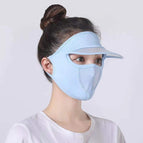 Hat Brim Ice Silk Mask Blue