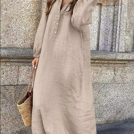 Artistic Style Retro Women's Cotton And Linen Swing Dress