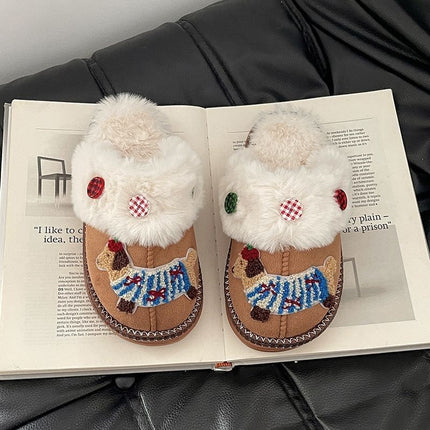 Cute Cartoon Sausage Dog Fluffy Shoes Female