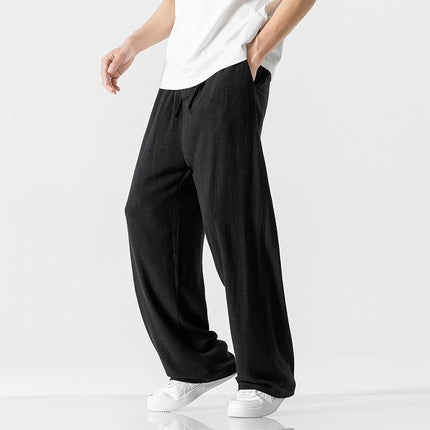 Linen Pants Men's Summer Loose Straight Casual Trousers