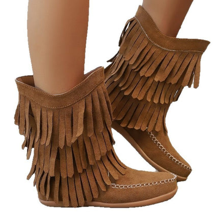 Plus Size Retro Tassel Mid-calf Hak Martin Stewels