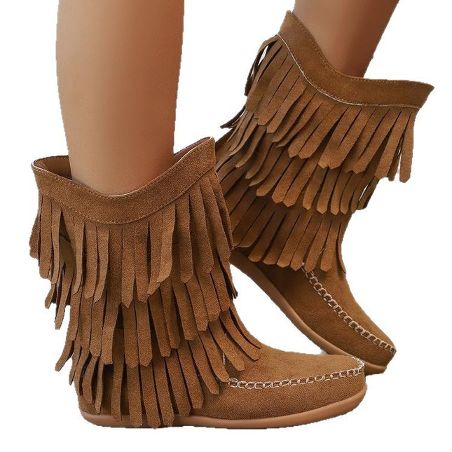 Plus Size Retro Tassel Mid-calf Hak Martin Stewels