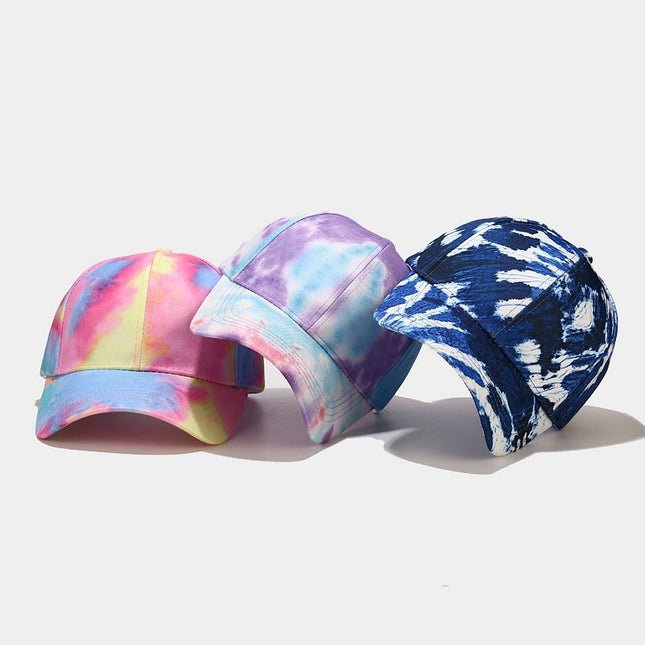 Men's And Women's Tie-dye Colorful Graffiti Peaked  Summer