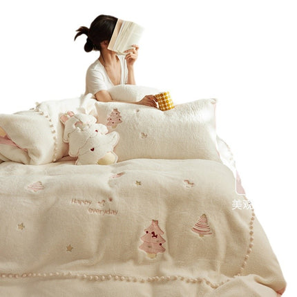 Winter Milk Fiber Four-piece Princess Style