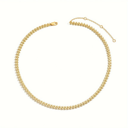 Luxury Chain Necklace Retro Geometric Wheat Leaf Design  Stylish Spring Summer Accessories, Everyday  Party Wear Gift Idea