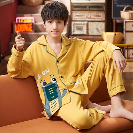 Spring And Autumn Cotton Long Sleeved Cardigan Children's Pajamas