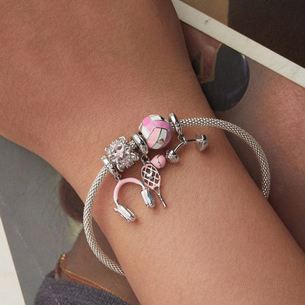 S925 Sterling Silwer Oorspronklike Oorfoonhangertjie Diy Krale