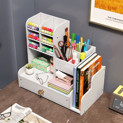 Multi Functional High Capacity Storage Box With A Slanted Pen Holder
