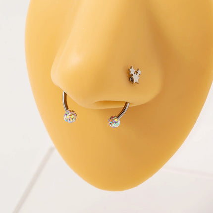 Stainless Steel Magnetic Star-shaped Nose Nails Without Perforated False Nose Clips