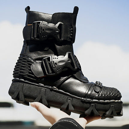 Cowhide Motorcycle Shoes Workwear Men's Boots