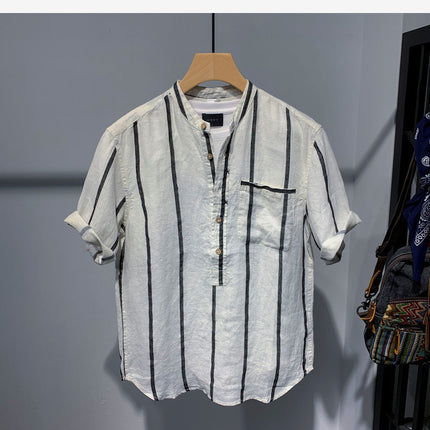 Men's Stand Collar Pullover Shirt Men