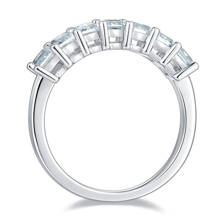 A Luxurious And Fashionable Light Luxury Jewelry Silver Ring Set With Top-quality Moissanite, S925 Silver Plated With Platinum