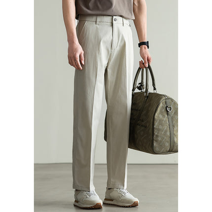 Cotton Blended Elasticated Slacks Men's Straight