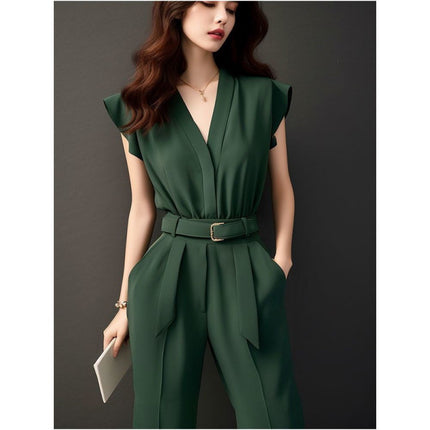 Women's High-grade Green Jumpsuit For Spring And Summer Chic Chanel-style