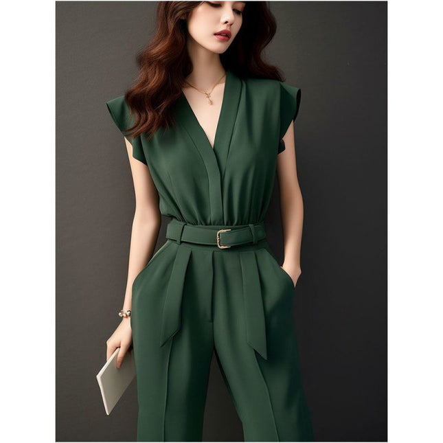 Women's High-grade Green Jumpsuit For Spring And Summer Chic Chanel-style
