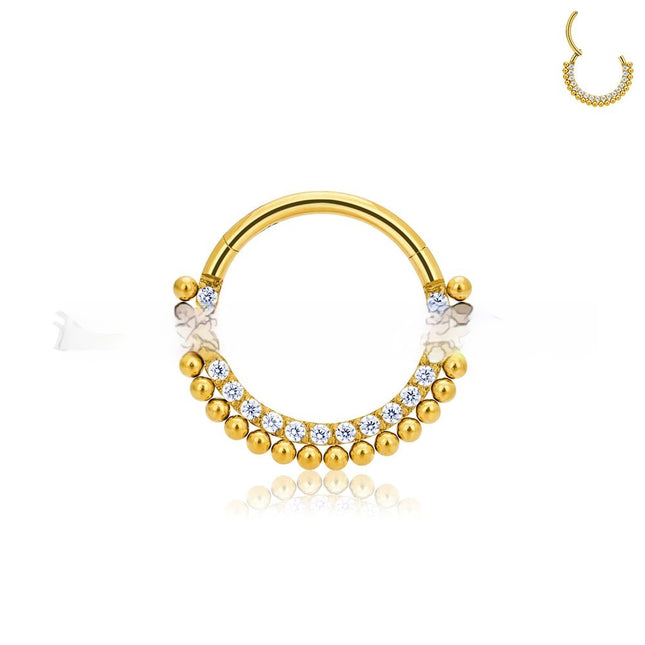 Titanium Alloy Nose Ring Inlaid Half Circle Seamless Piercing Earrings