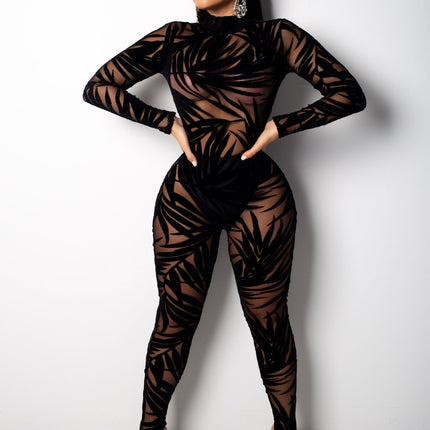 Sexy Mesh Hollow Perspective Jumpsuit