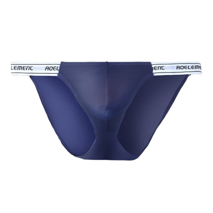 Male Solid Color Stretch Tight Low Waist Ice Silk High Cross Thong