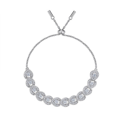 Set With Top-quality Moissanite, This Luxurious And Fashionable Light Luxury Trend Jewelry Silver Bracelet Is Made Of S925 Silver Electroplated With Platinum