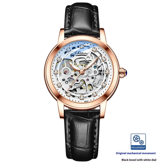 Fashion Diamond Waterproof Automatic Hollow Mechanical Watch