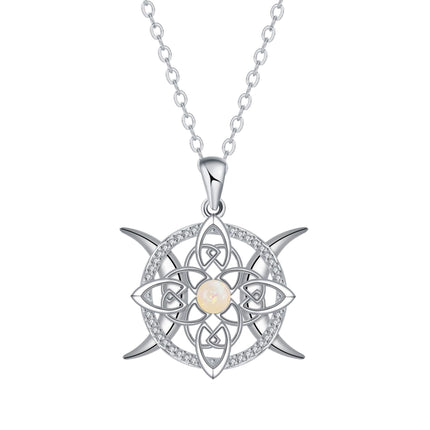 Opal-Encrusted Diamond Celtic Knot Necklace