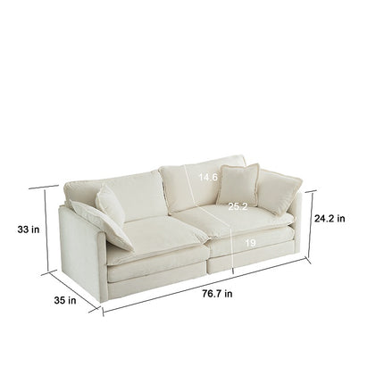 Moderne Stof Dubbelsitbank Met 4 Kussings